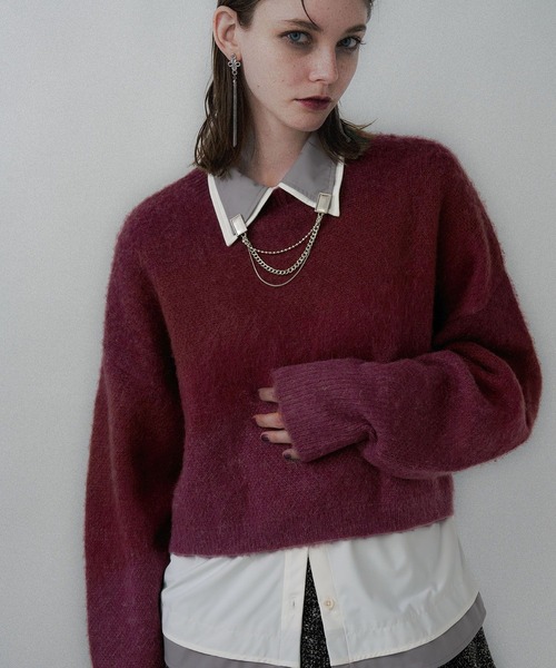 HARE（ハレ）の「グラデモヘヤニットプルオーバー(HARE)（ニット/セーター・レディース・ボルドー/ブルー/パープル/イエロー・FREE）」の4枚目の写真