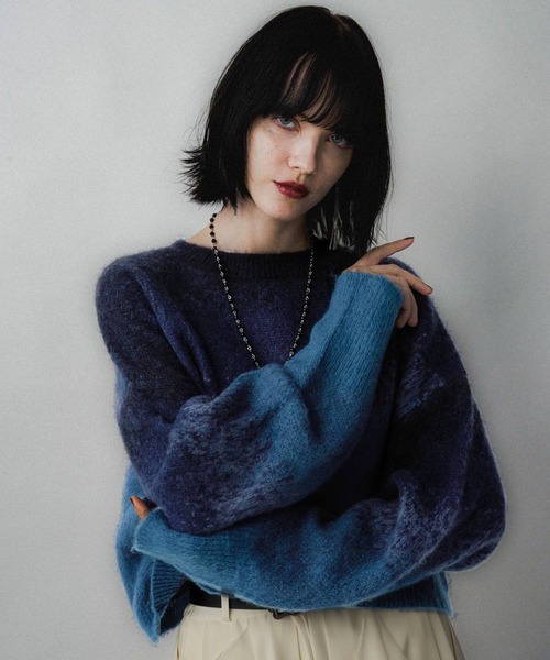 HARE（ハレ）の「グラデモヘヤニットプルオーバー(HARE)（ニット/セーター・レディース・ボルドー/ブルー/パープル/イエロー・FREE）」の12枚目の写真