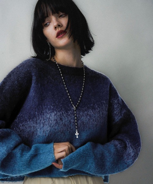 HARE（ハレ）の「グラデモヘヤニットプルオーバー(HARE)（ニット/セーター・レディース・ボルドー/ブルー/パープル/イエロー・FREE）」の7枚目の写真