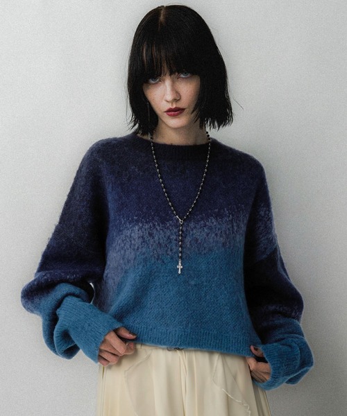 HARE（ハレ）の「グラデモヘヤニットプルオーバー(HARE)（ニット/セーター・レディース・ボルドー/ブルー/パープル/イエロー・FREE）」の11枚目の写真