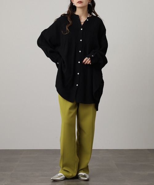 OMNES(オムネス)の「ダブルガーゼピンタック長袖シャツ(シャツ/ブラウス・レディース・ネイビー系/ブラック/パープル・FREE)」の21枚目の写真
