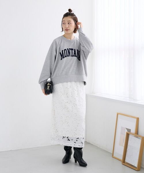 le.coeur blanc（ルクールブラン）の「《WEB限定アイテム》裏毛ロゴスウェットプルオーバー（スウェット・レディース・グレー/オートミール/ネイビー・38）」の22枚目の写真