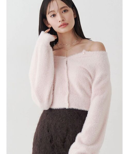 MERCURYDUO（マーキュリーデュオ）の「シャギーエンブロイダリースカート（スカート・レディース・オフホワイト/ベビーピンク/ブラウン・SMALL/MEDIUM）」の7枚目の写真