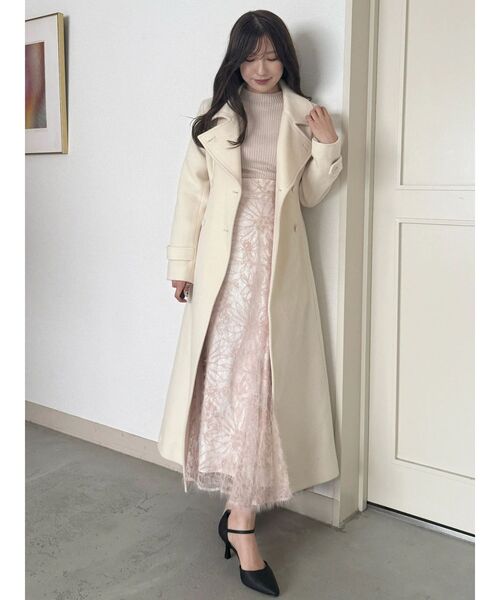 MERCURYDUO（マーキュリーデュオ）の「シャギーエンブロイダリースカート（スカート・レディース・オフホワイト/ベビーピンク/ブラウン・SMALL/MEDIUM）」の11枚目の写真