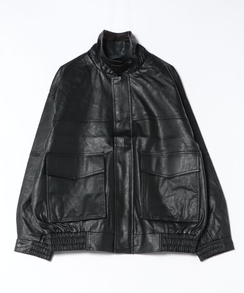 NYLAUS（ナイラス）の「【Nylaus】オーバーサイズPUレザーA-2型フライトジャケット レザーブルゾン レザージャケット（ブルゾン・メンズ・ブラウン/ブラック・L/M）」の20枚目の写真