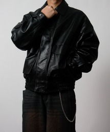 NYLAUS（ナイラス）の「【Nylaus】オーバーサイズPUレザーA-2型フライトジャケット レザーブルゾン レザージャケット（ブルゾン）」