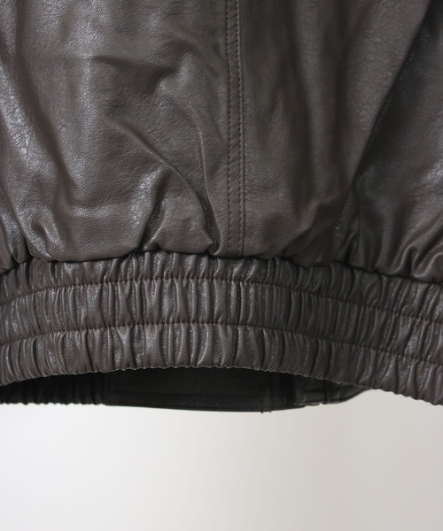 NYLAUS（ナイラス）の「【Nylaus】オーバーサイズPUレザーA-2型フライトジャケット レザーブルゾン レザージャケット（ブルゾン・メンズ・ブラウン/ブラック・L/M）」の5枚目の写真