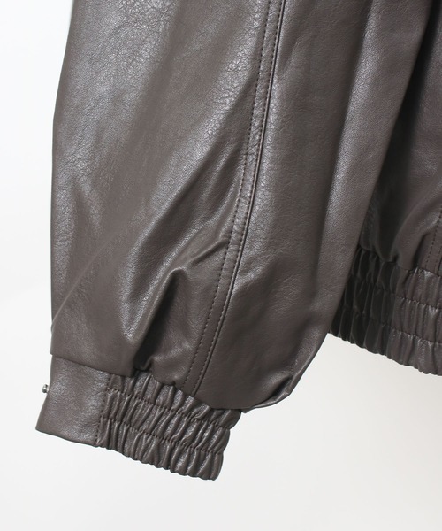 NYLAUS（ナイラス）の「【Nylaus】オーバーサイズPUレザーA-2型フライトジャケット レザーブルゾン レザージャケット（ブルゾン・メンズ・ブラウン/ブラック・L/M）」の6枚目の写真