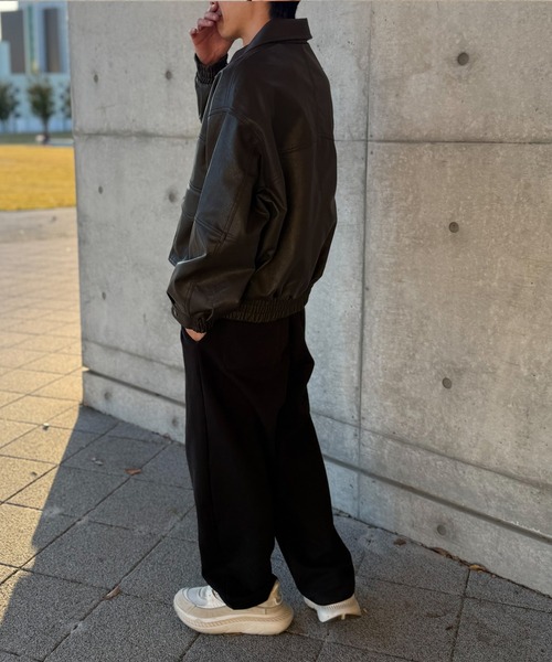 NYLAUS（ナイラス）の「【Nylaus】オーバーサイズPUレザーA-2型フライトジャケット レザーブルゾン レザージャケット（ブルゾン・メンズ・ブラウン/ブラック・L/M）」の16枚目の写真