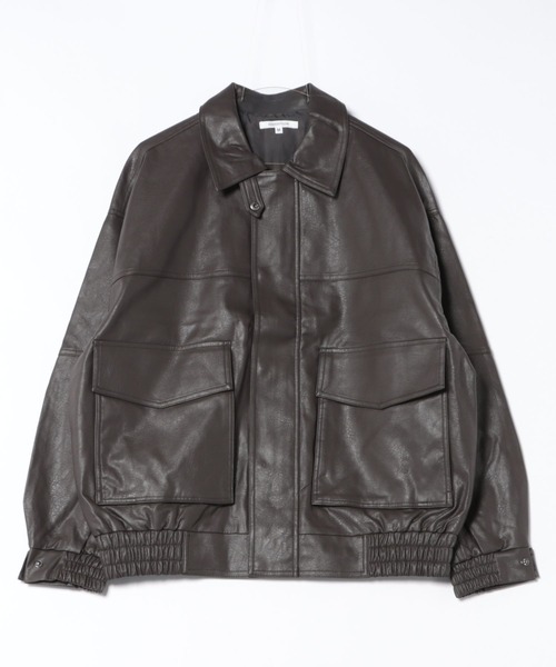 NYLAUS（ナイラス）の「【Nylaus】オーバーサイズPUレザーA-2型フライトジャケット レザーブルゾン レザージャケット（ブルゾン・メンズ・ブラウン/ブラック・L/M）」の19枚目の写真