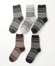 ARCADE（アーケード）の「冬柄 靴下5足セット ロークルー カジュアル ニットソックス（ソックス/靴下）」