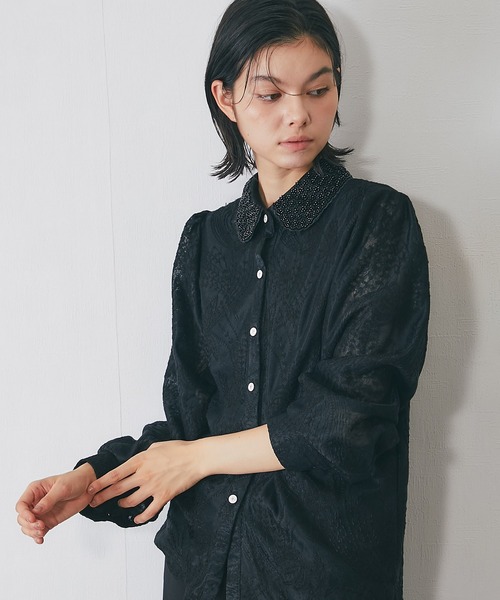 襟ビジュー付きブラウス（シャツ/ブラウス）｜SMILE ORCHID（スマイル