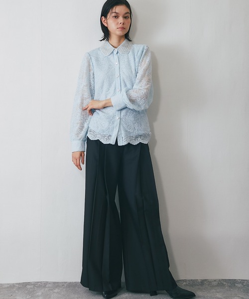 襟ビジュー付きブラウス（シャツ/ブラウス）｜SMILE ORCHID（スマイル