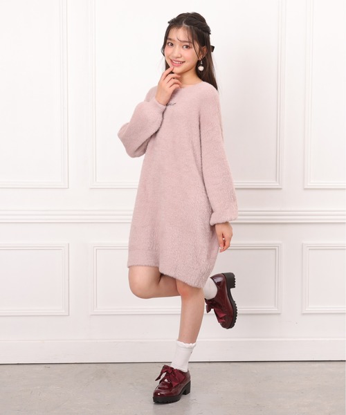 PINKHUNT(ピンクハント)の「PINKHUNT シャギーニットワンピース 1075K(ワンピース・キッズ・ベビーピンク/オフホワイト・120cm/130cm/140cm/150cm/160cm)」の6枚目の写真