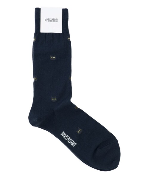 MACKINTOSH PHILOSOPHY（ﾏｯｷﾝﾄｯｼｭ ﾌｨﾛｿﾌｨｰ）の「キャット カジュアルソックス（ソックス/靴下・メンズ・ブラック/グレー系その他/ダークネイビー・FREE）」の3枚目の写真