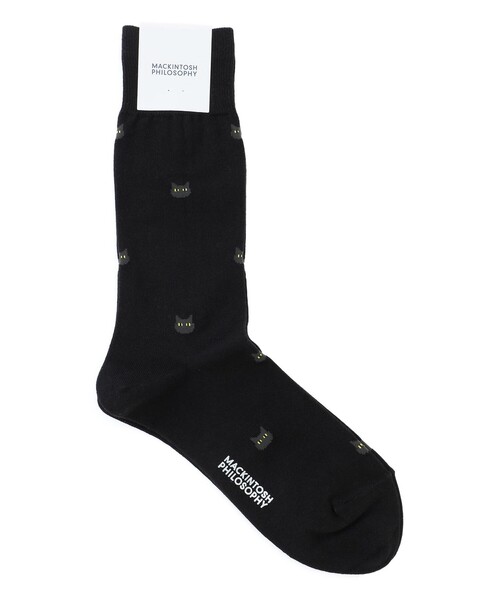 MACKINTOSH PHILOSOPHY（ﾏｯｷﾝﾄｯｼｭ ﾌｨﾛｿﾌｨｰ）の「キャット カジュアルソックス（ソックス/靴下・メンズ・ブラック/グレー系その他/ダークネイビー・FREE）」の2枚目の写真
