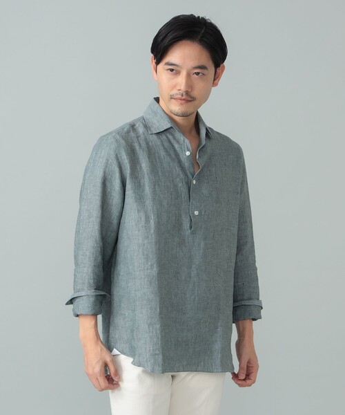 BEAMS F(ビームスエフ)の「Maria Santangelo / POLO JP リネン プルオーバー シャツ(シャツ/ブラウス・メンズ・グレー/ホワイト/ケリーグリーン/ネイビー・XS/M/L/S)」の6枚目の写真