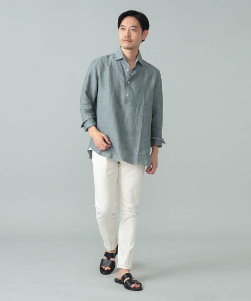 BEAMS F(ビームスエフ)の「Maria Santangelo / POLO JP リネン プルオーバー シャツ(シャツ/ブラウス・メンズ・グレー/ホワイト/ケリーグリーン/ネイビー・XS/M/L/S)」の7枚目の写真