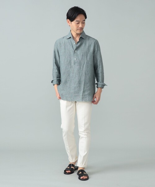 BEAMS F(ビームスエフ)の「Maria Santangelo / POLO JP リネン プルオーバー シャツ(シャツ/ブラウス・メンズ・グレー/ホワイト/ケリーグリーン/ネイビー・XS/M/L/S)」の8枚目の写真