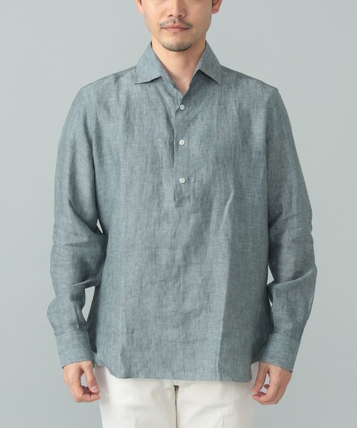 BEAMS F(ビームスエフ)の「Maria Santangelo / POLO JP リネン プルオーバー シャツ(シャツ/ブラウス・メンズ・グレー/ホワイト/ケリーグリーン/ネイビー・XS/M/L/S)」の9枚目の写真