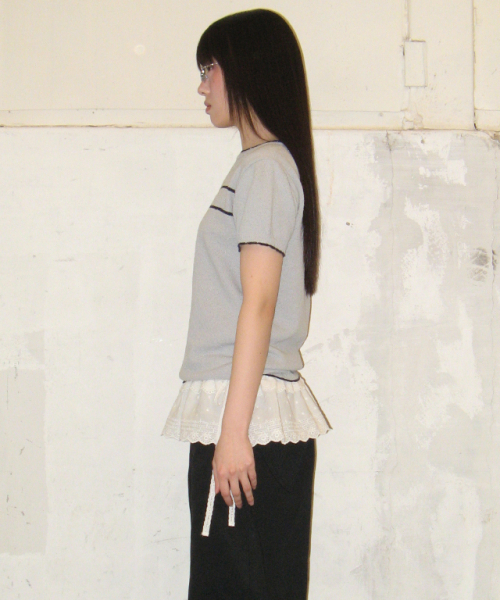 RONRON(ロンロン)の「MINIMAL POINT SHORT SLEEVE KNIT CLOUDY BLUE(ニット/セーター・レディース・その他・FREE)」の2枚目の写真