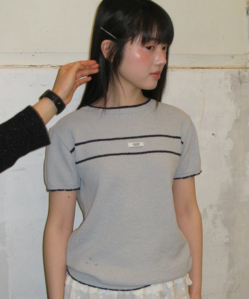 RONRON(ロンロン)の「MINIMAL POINT SHORT SLEEVE KNIT CLOUDY BLUE(ニット/セーター・レディース・その他・FREE)」の3枚目の写真