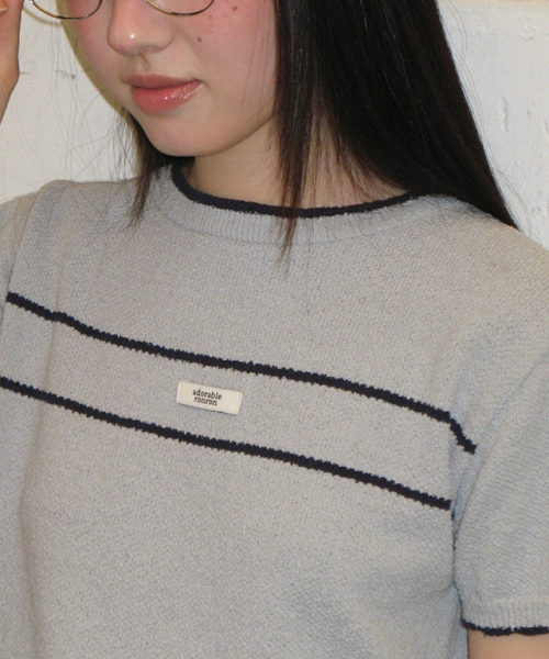 RONRON(ロンロン)の「MINIMAL POINT SHORT SLEEVE KNIT CLOUDY BLUE(ニット/セーター・レディース・その他・FREE)」の4枚目の写真