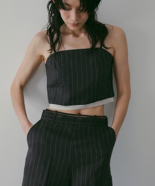 anuke(アンヌーク)の「Linen Compact Camisole(キャミソール・レディース・ネイビー/ブラウン・FREE)」の1枚目の写真
