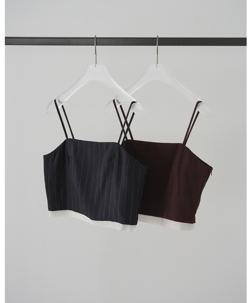 anuke(アンヌーク)の「Linen Compact Camisole(キャミソール・レディース・ネイビー/ブラウン・FREE)」の5枚目の写真