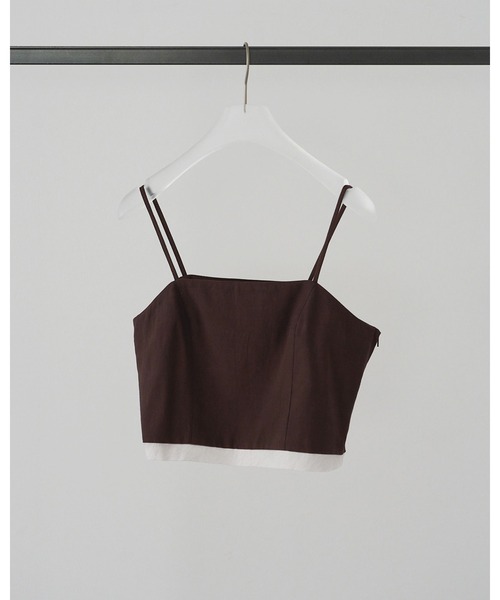 anuke(アンヌーク)の「Linen Compact Camisole(キャミソール・レディース・ネイビー/ブラウン・FREE)」の4枚目の写真