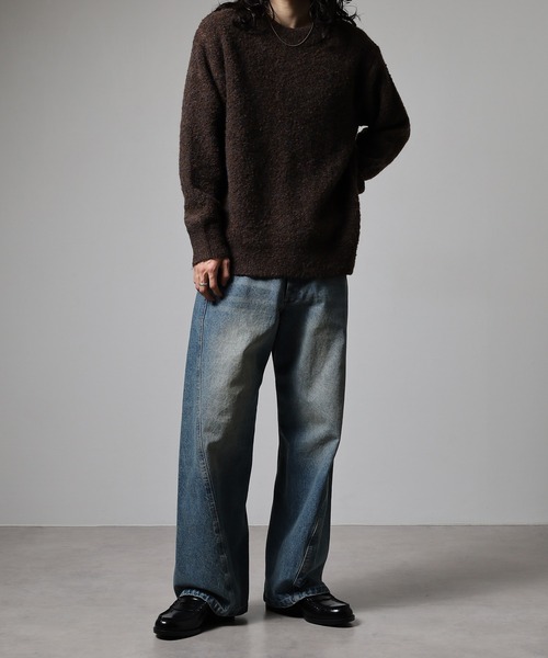 FUNALIVE（ファンアライブ）の「ATU　ループヤーンモックネックニット（ニット/セーター・メンズ・ダークグレー/ベージュ/ブラウン・L/M）」の8枚目の写真