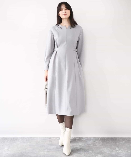 ウールライクベルトデザインワンピース/洗える/WEB限定サイズあり