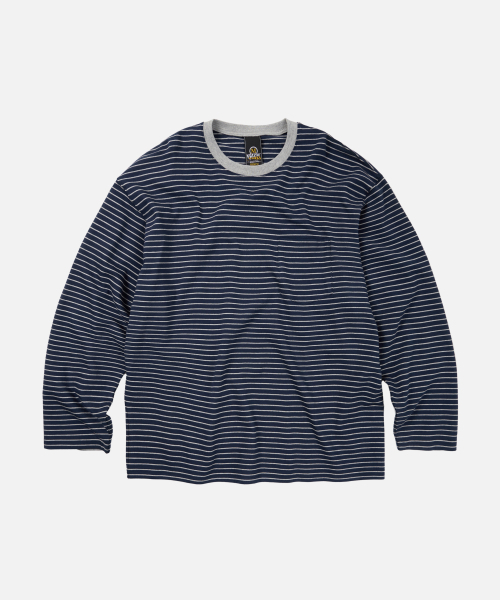 FRIZMWORKS(フリズムワークス)の「STRIPE OVERSIZED RELAX TEE 003 _ NAVY(Tシャツ/カットソー・メンズ・その他・LARGE/SMALL/MEDIUM/X-LARGE)」の2枚目の写真