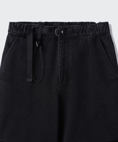 MUSINSA STANDARD（ムシンサスタンダード）の「[シティレジャー] ベルト付きデニムパラシュートパンツ [ウォッシュドブラック]（デニムパンツ・メンズ・その他・31/33/26/27/28/29/38/42/36/34/32/30/40）」の3枚目の写真