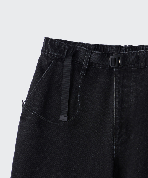 MUSINSA STANDARD（ムシンサスタンダード）の「[シティレジャー] ベルト付きデニムパラシュートパンツ [ウォッシュドブラック]（デニムパンツ・メンズ・その他・31/33/26/27/28/29/38/42/36/34/32/30/40）」の6枚目の写真