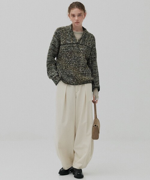 PUBLIC TOKYO（パブリックトウキョウ）の「ミックスカラーハーフZIPニット（ニット/セーター・レディース・ピンク/ブラック・FREE）」の5枚目の写真