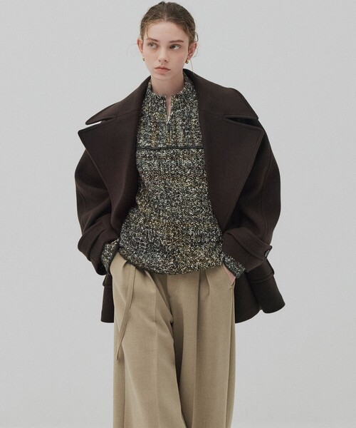 PUBLIC TOKYO（パブリックトウキョウ）の「ミックスカラーハーフZIPニット（ニット/セーター・レディース・ピンク/ブラック・FREE）」の7枚目の写真