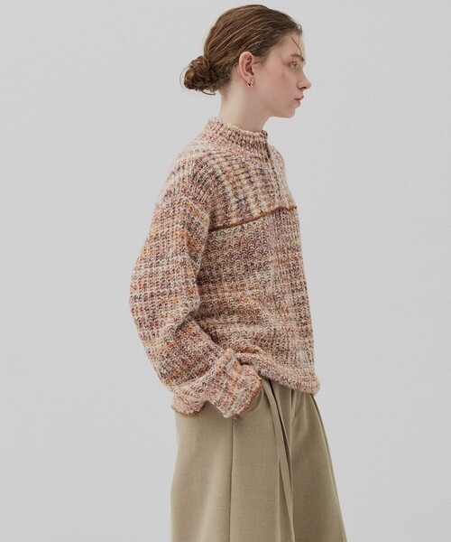 PUBLIC TOKYO（パブリックトウキョウ）の「ミックスカラーハーフZIPニット（ニット/セーター・レディース・ピンク/ブラック・FREE）」の12枚目の写真