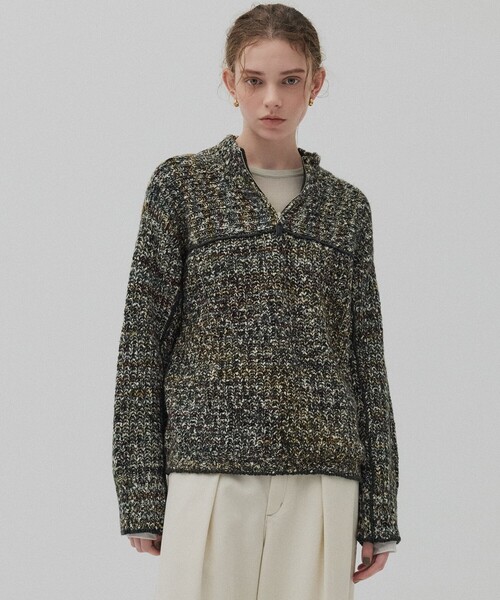 PUBLIC TOKYO（パブリックトウキョウ）の「ミックスカラーハーフZIPニット（ニット/セーター・レディース・ピンク/ブラック・FREE）」の13枚目の写真