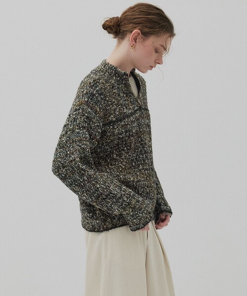 PUBLIC TOKYO（パブリックトウキョウ）の「ミックスカラーハーフZIPニット（ニット/セーター・レディース・ピンク/ブラック・FREE）」の16枚目の写真