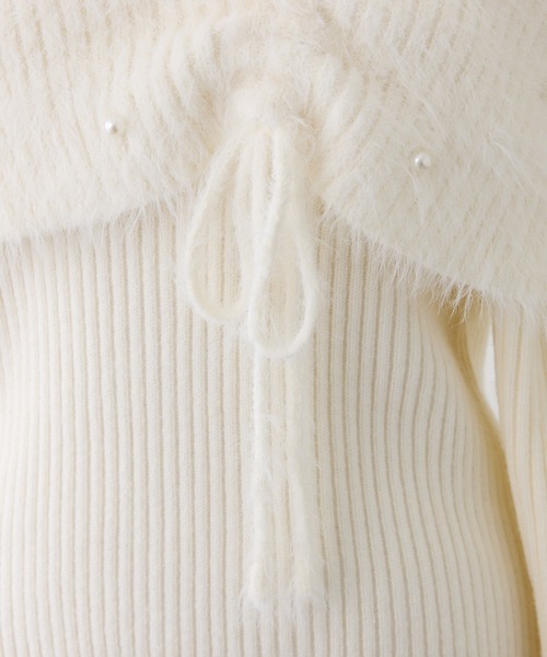 one after another NICE CLAUP（ワンアフターアナザーナイスクラップ）の「【Holiday collection】フェザーオフショルニット（ニット/セーター・レディース・ホワイト/ブラック/ブラウン/サックスブルー・FREE）」の13枚目の写真