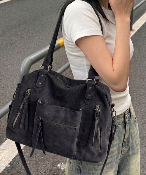 lulufa(ルルファ)の「ダブルジップ2WAYボストンショルダーバッグ/Y2K(ショルダーバッグ・レディース・グリーン/ブラック/ベージュ・FREE)」の1枚目の写真