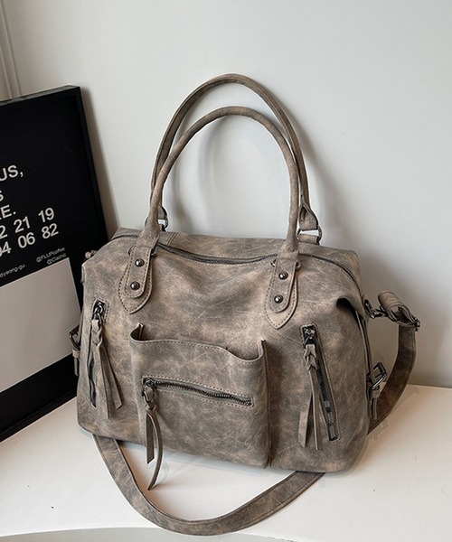 lulufa(ルルファ)の「ダブルジップ2WAYボストンショルダーバッグ/Y2K(ショルダーバッグ・レディース・グリーン/ブラック/ベージュ・FREE)」の5枚目の写真