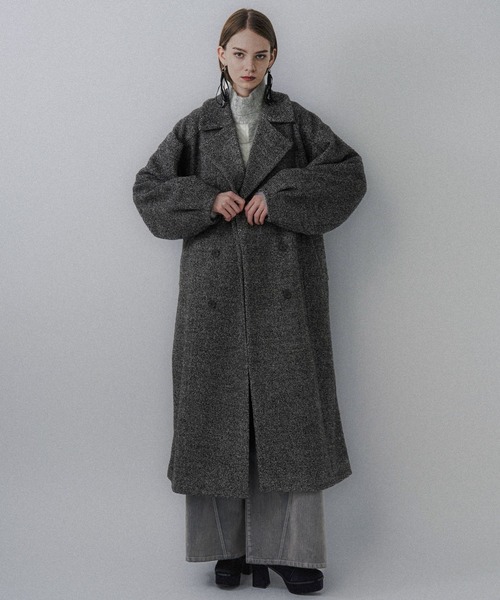 HARE（ハレ）の「コクーンスリーブラメロングコート(HARE)（チェスターコート・レディース・グレー/ネイビー・FREE）」の3枚目の写真