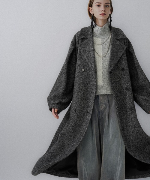 HARE（ハレ）の「コクーンスリーブラメロングコート(HARE)（チェスターコート・レディース・グレー/ネイビー・FREE）」の10枚目の写真