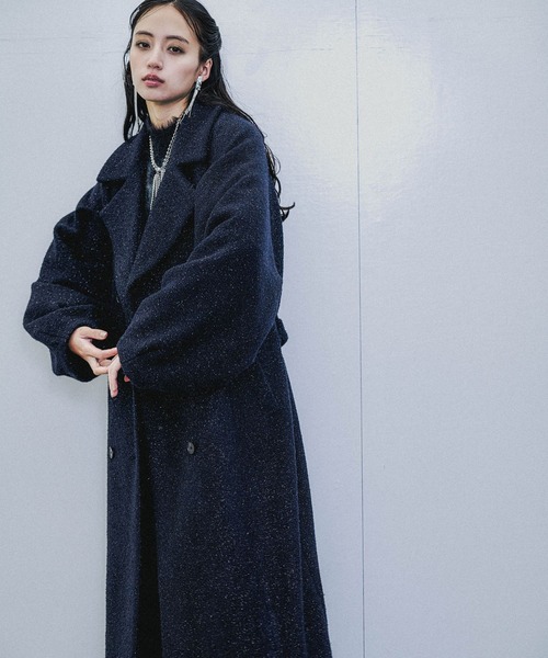 HARE（ハレ）の「コクーンスリーブラメロングコート(HARE)（チェスターコート・レディース・グレー/ネイビー・FREE）」の14枚目の写真