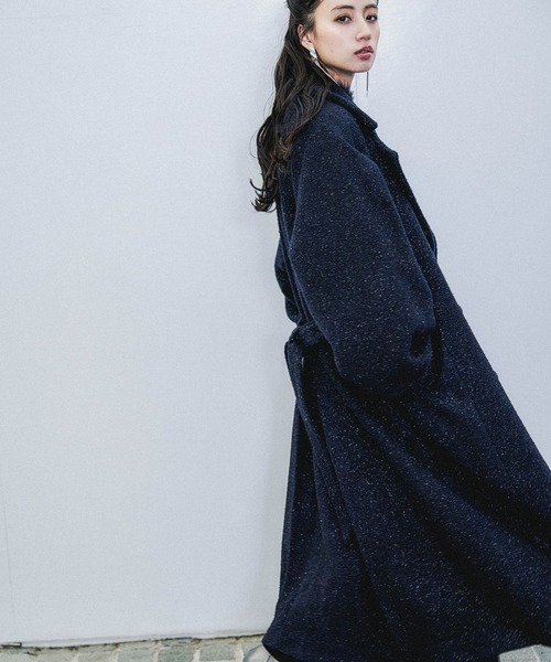 セール】コクーンスリーブラメロングコート(HARE)（チェスターコート