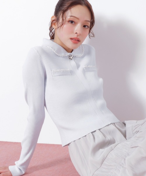 JILL by JILL STUART(ジルバイジルスチュアート)の「◇パールブレードエリツキニット(ニット/セーター・レディース・ブラック/グレー/ブルー・FREE)」の3枚目の写真