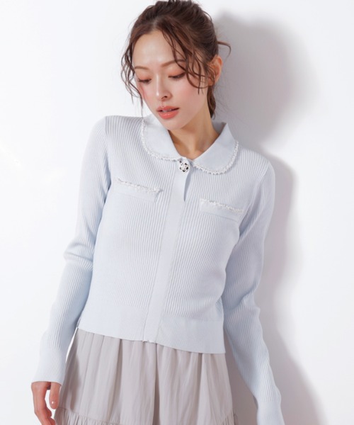 JILL by JILL STUART(ジルバイジルスチュアート)の「◇パールブレードエリツキニット(ニット/セーター・レディース・ブラック/グレー/ブルー・FREE)」の11枚目の写真
