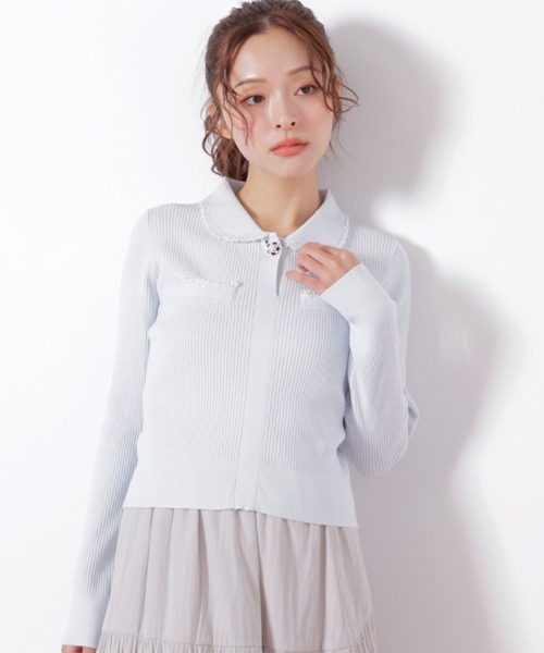 JILL by JILL STUART(ジルバイジルスチュアート)の「◇パールブレードエリツキニット(ニット/セーター・レディース・ブラック/グレー/ブルー・FREE)」の10枚目の写真
